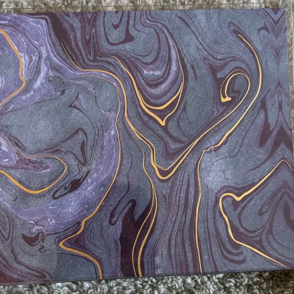 Midnight Blue and Gold Geode Marble Patterned Notecard Set of 10 NWT PS